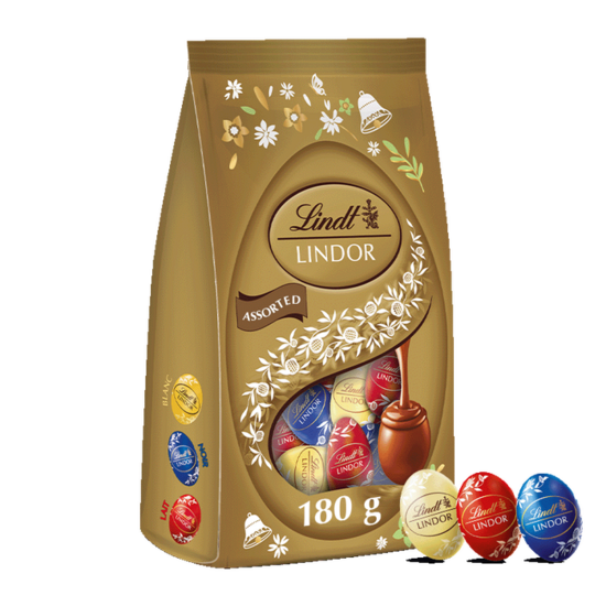 Lindt Lindor Assorted Mini Eggs Bag 180g (GOLD)
