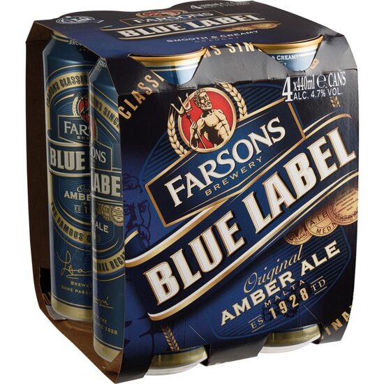 Blue Label Smooth & Creamy Draught Can 50cl Pack x 4(Incl BCRS Deposit)