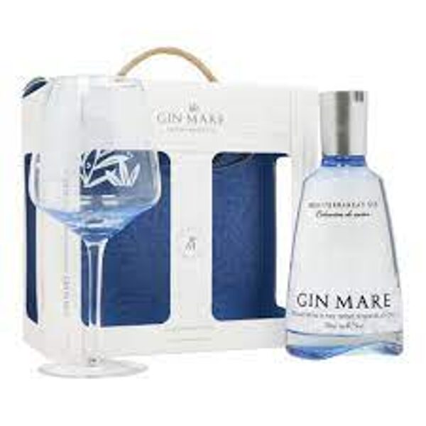 Gin Mare 70cl + 1 Gin Glasses in Gift Pack
