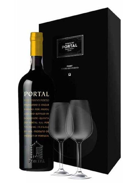 Quinta do Portal Tawny Port 75cl Gift Set + 2 Port Glasses