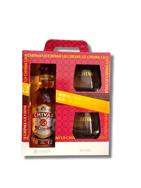 Chivas Regal 12yr old 70cl + 2 Glasses in Gift Pack