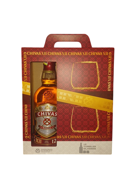 Chivas Regal 12yr old 70cl + 2 Glasses in Gift Pack