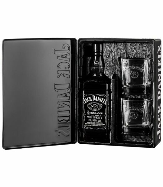 Jack Daniels 70cl + 2 Glasses in Metal Tin Gift Set